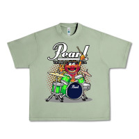 Oil Green ANIMAL DRUMMER PEARL DRUMS Urban Heavy Tee - FloraArt