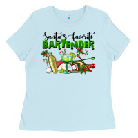 Baby Blue Santa's Favorite Bartender Ladies Tee - LillyAllenDesigns