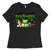 Black Santa's Favorite Bartender Ladies Tee - LillyAllenDesigns