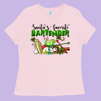 Santa's Favorite Bartender Ladies Tee Designed By Lillyallendesigns