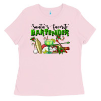 Bubblegum Pink Santa's Favorite Bartender Ladies Tee - LillyAllenDesigns