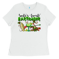 White Santa's Favorite Bartender Ladies Tee - LillyAllenDesigns