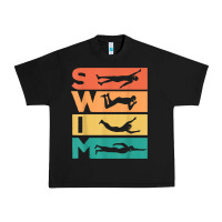 Black retro vintage swimming gift for swimmers t shirt Urban Heavy Tee - FloraArt