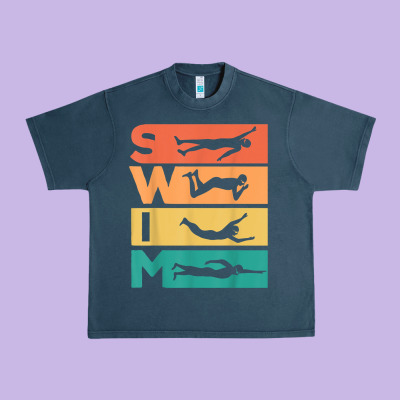 Retro Vintage Swimming Gift For Swimmers T Shirt Urban Heavy Tee Designed By Floraart