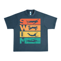 Midnight Navy retro vintage swimming gift for swimmers t shirt Urban Heavy Tee - FloraArt