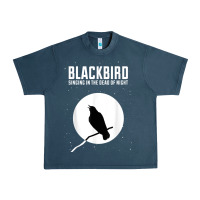 Midnight Navy blackbird singing in the dead of night t shirt Urban Heavy Tee - FloraArt