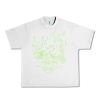 Lunar Rock Cyberpunk samurai Neon Green Urban Heavy Tee - FloraArt