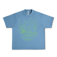 Pebble Blue Cyberpunk samurai Neon Green Urban Heavy Tee - FloraArt