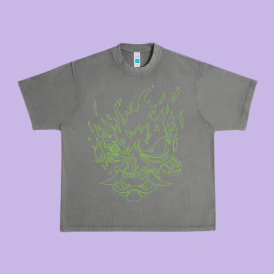 Cyberpunk Samurai Neon Green Urban Heavy Tee Designed By Floraart