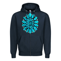 Navy turquoise gemstone jewelny Zipper Hoodie - RanaPortraitStore