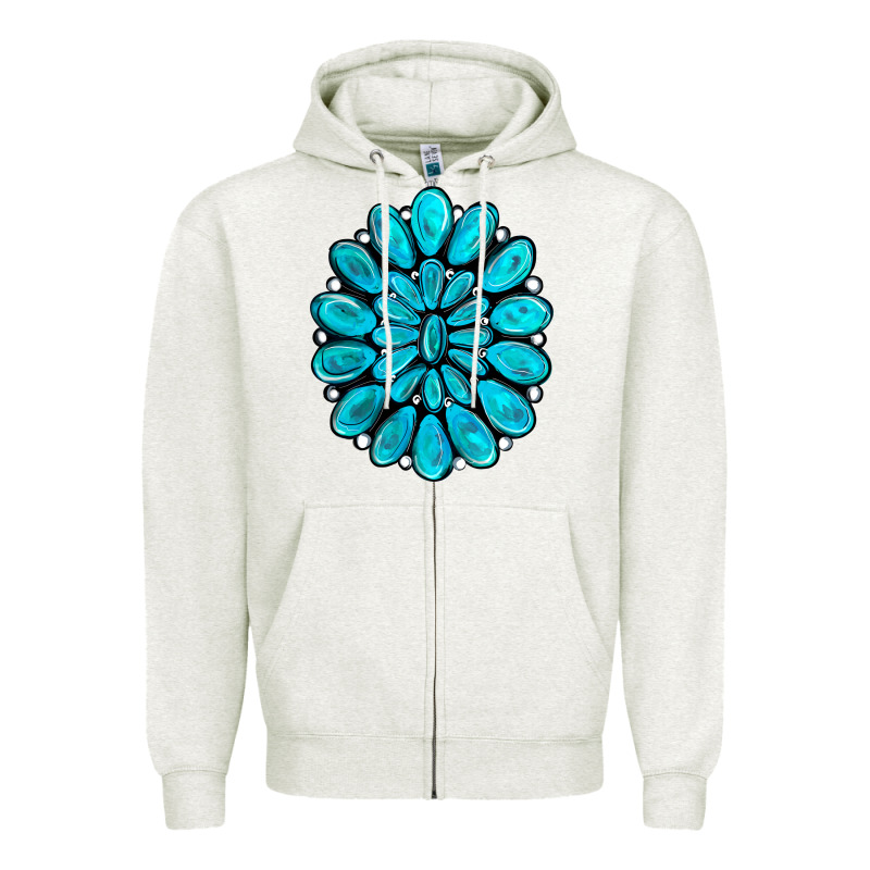 Turquoise Gemstone Jewelny Zipper Hoodie by RanaPortraitStore | Teevron