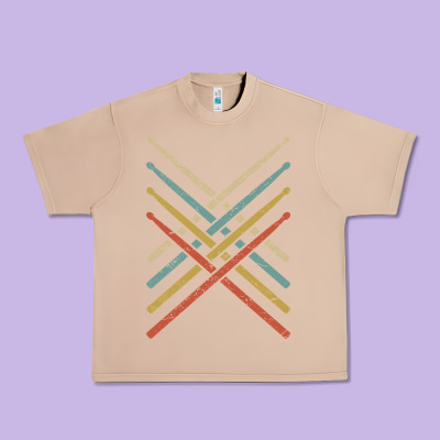 Retro Vintage Drummer Tshirt 70s 80s Distressed Drum Sticks Long Sleev Urban Heavy Tee Designed By Floraart