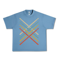 Pebble Blue retro vintage drummer tshirt 70s 80s distressed drum sticks long sleev Urban Heavy Tee - FloraArt