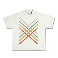 Pistachio retro vintage drummer tshirt 70s 80s distressed drum sticks long sleev Urban Heavy Tee - FloraArt