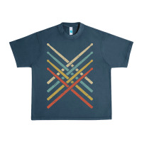 Midnight Navy retro vintage drummer tshirt 70s 80s distressed drum sticks long sleev Urban Heavy Tee - FloraArt