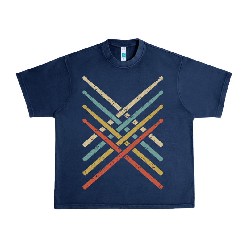Retro Vintage Drummer Tshirt 70s 80s Distressed Drum Sticks Long Sleev Urban Heavy Tee by FloraArt | Teevron