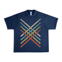 Navy retro vintage drummer tshirt 70s 80s distressed drum sticks long sleev Urban Heavy Tee - FloraArt