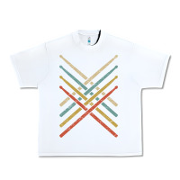 White retro vintage drummer tshirt 70s 80s distressed drum sticks long sleev Urban Heavy Tee - FloraArt
