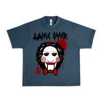 Midnight Navy Billy Puppet Saw Jigsaw Inspired Urban Heavy Tee - FloraArt