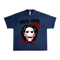 Navy Billy Puppet Saw Jigsaw Inspired Urban Heavy Tee - FloraArt
