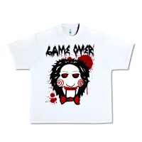 White Billy Puppet Saw Jigsaw Inspired Urban Heavy Tee - FloraArt