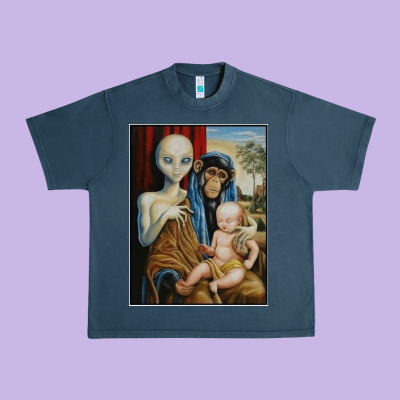 Alien Chimp Baby Religion Conspiracy Poster Urban Heavy Tee Designed By Floraart