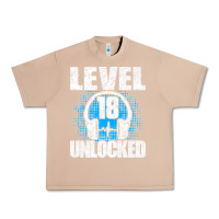 Burro Level 18 Unlocked Birthday 18 Years Gamer Premium T Shirt Urban Heavy Tee - FloraArt