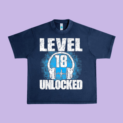 Level 18 Unlocked Birthday 18 Years Gamer Premium T Shirt Urban Heavy Tee Designed By Floraart