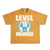 Peanut Butter Level 18 Unlocked Birthday 18 Years Gamer Premium T Shirt Urban Heavy Tee - FloraArt