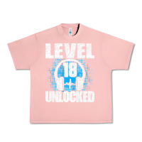 Salmon Level 18 Unlocked Birthday 18 Years Gamer Premium T Shirt Urban Heavy Tee - FloraArt