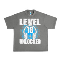 Tornado Level 18 Unlocked Birthday 18 Years Gamer Premium T Shirt Urban Heavy Tee - FloraArt
