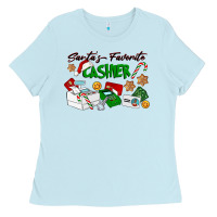 Baby Blue Santa's Favorite Cashier Ladies Tee - LillyAllenDesigns
