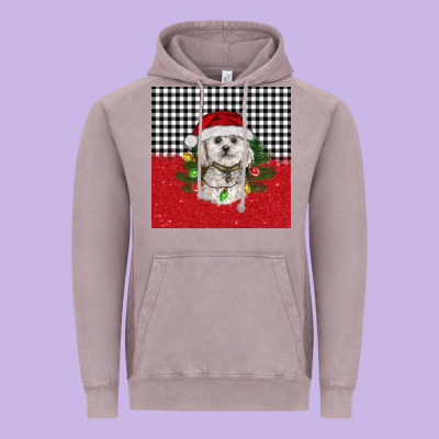 Christmas Bichon Frise Dog Vintage Hoodie Designed By Barkaloodesign