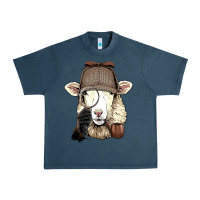 Midnight Navy Detective Sheep Lamb Spy Investigator Farmer Sheep Lover 53 Urban Heavy Tee - ArtMosaic