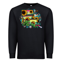 Black Louisiana Map Sunflower Cactus Serape Premium Sweatshirt - RanaPortraitStore