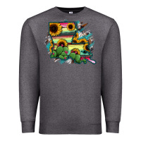 Charcoal Heather Louisiana Map Sunflower Cactus Serape Premium Sweatshirt - RanaPortraitStore