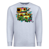 Heather Grey Louisiana Map Sunflower Cactus Serape Premium Sweatshirt - RanaPortraitStore