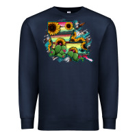 Navy Louisiana Map Sunflower Cactus Serape Premium Sweatshirt - RanaPortraitStore