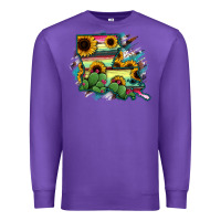 Purple Louisiana Map Sunflower Cactus Serape Premium Sweatshirt - RanaPortraitStore