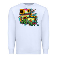 White Louisiana Map Sunflower Cactus Serape Premium Sweatshirt - RanaPortraitStore