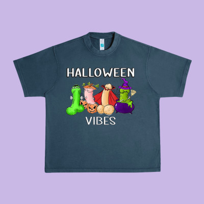 Halloween Vibes Dick Tie Dye Hippie Retro Lazy Costume Urban Heavy Tee Designed By Artmosaic