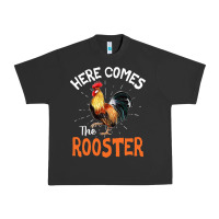 Pigment Black Here Comes The Rooster Shirt Chicken Lady Outfit 243 Urban Heavy Tee - ArtMosaic