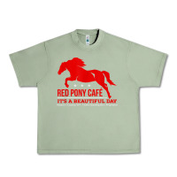 Oil Green Red Pony Cafe, Funny cute horse lover Urban Heavy Tee - ArtMosaic