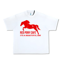 White Red Pony Cafe, Funny cute horse lover Urban Heavy Tee - ArtMosaic
