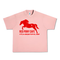 Salmon Red Pony Cafe, Funny cute horse lover Urban Heavy Tee - ArtMosaic