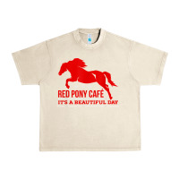 Sandshell Red Pony Cafe, Funny cute horse lover Urban Heavy Tee - ArtMosaic