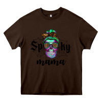 Chocolate Brown spooky mama skull Heavy Core Tee - RanaPortraitStore