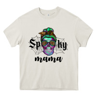 Cream spooky mama skull Heavy Core Tee - RanaPortraitStore