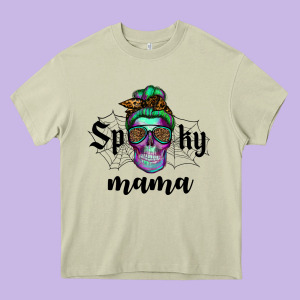 Spooky Mama Skull Heavy Core Tee Designed By Ranaportraitstore