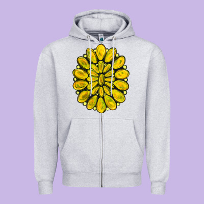 Yellow  Gemstone Jewelny Zipper Hoodie Designed By Ranaportraitstore